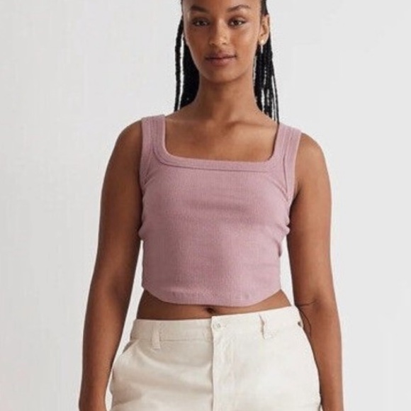 Madewell Tailored Crop Tank in Sleekhold Woodrose Size XL NL398 - Picture 2 of 7